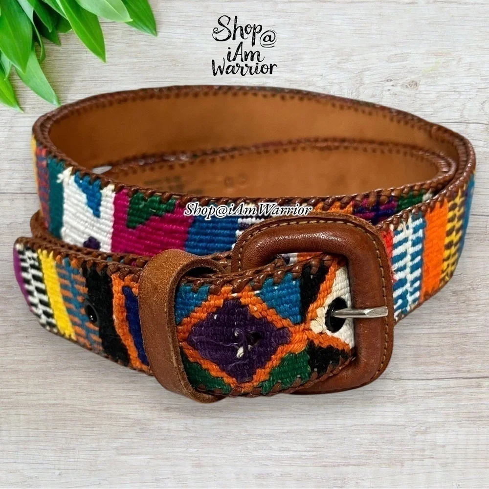 Guatemalan genuine leather hand made embroidered unisex belt *shop@iamwarrior